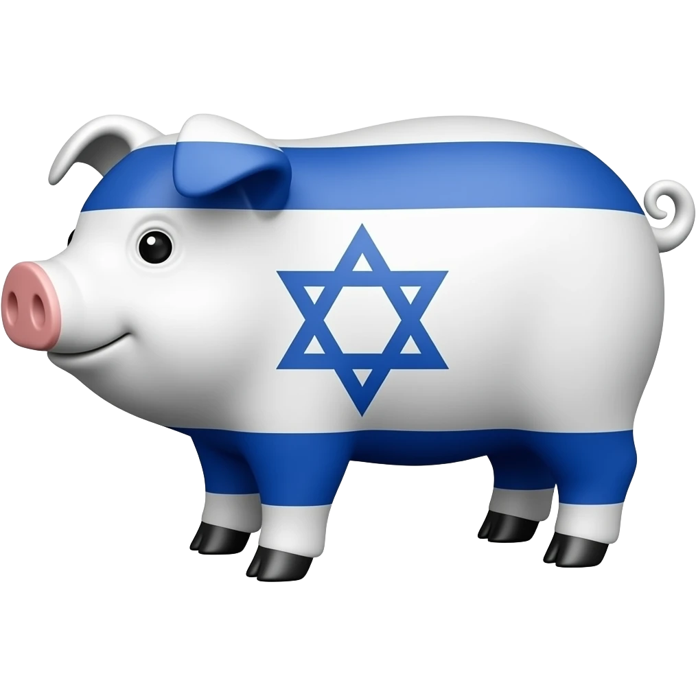 Pig covered in israel flag emoji
