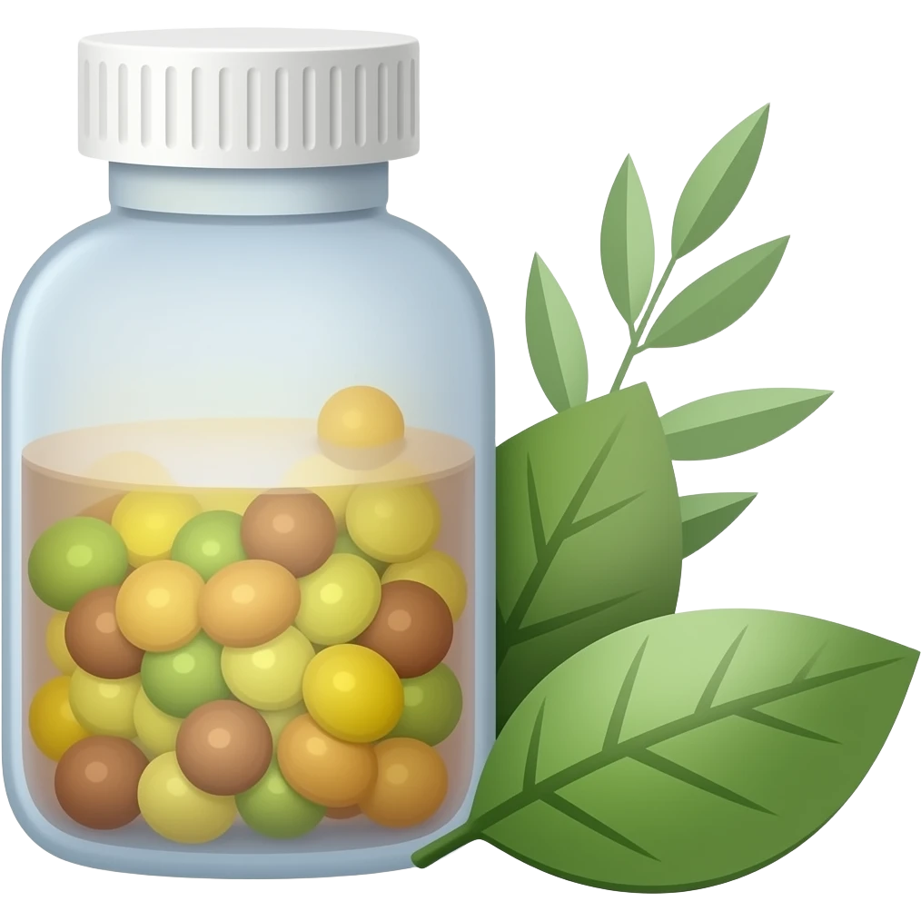 medicine beside leaves emoji