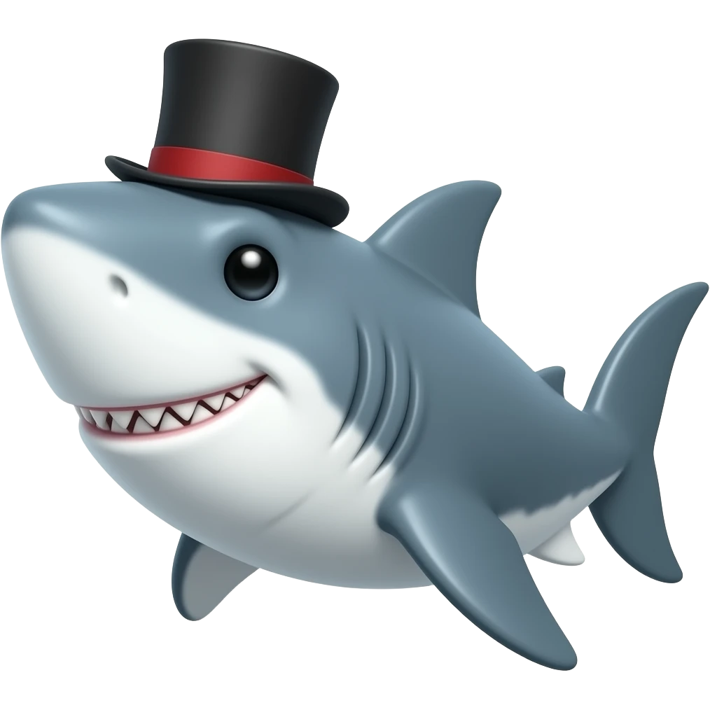 Shark with a top hat emoji