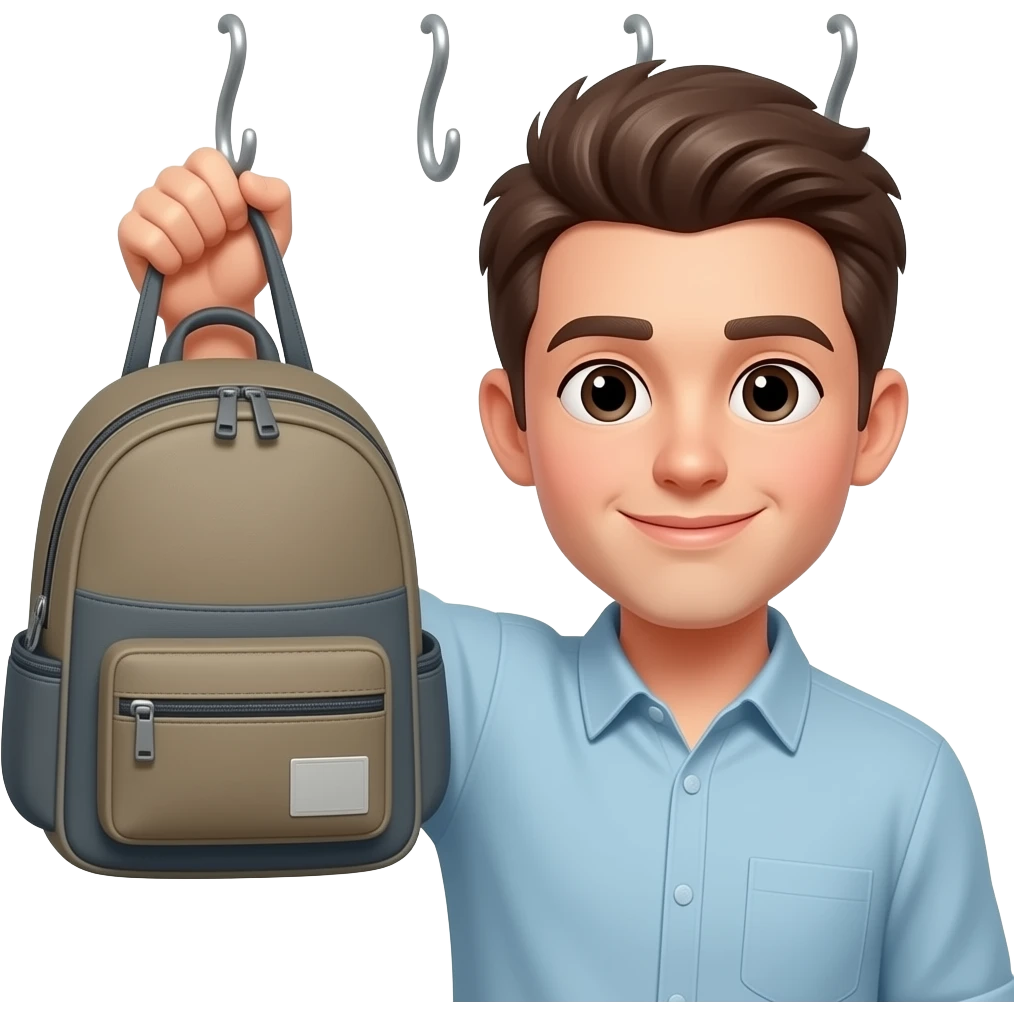 hanging up bookbag on hook emoji