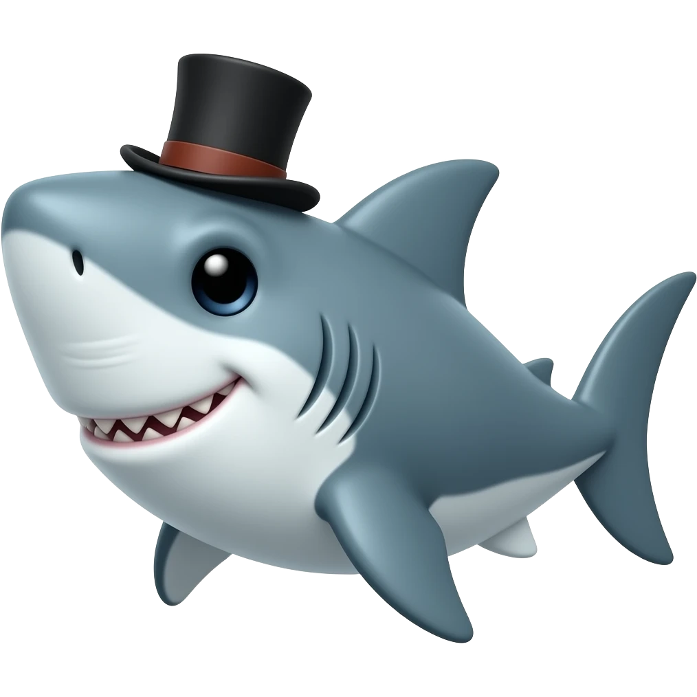 Shark with a top hat emoji