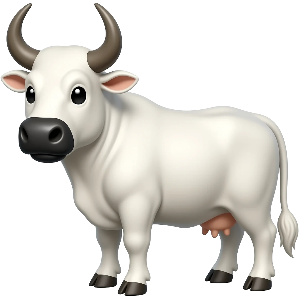 white bull with no horns, black muzzle emoji