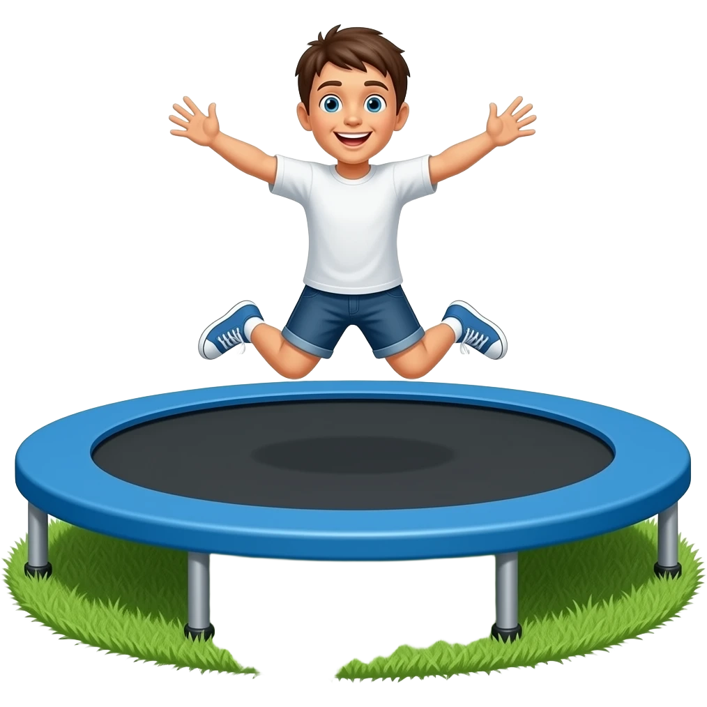 Trampolin mit Springer auf grüner Wiese emoji