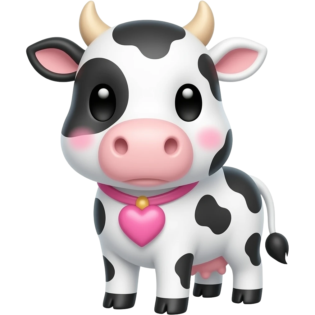 Vaquita más cute con un corazón rosa pastel emoji