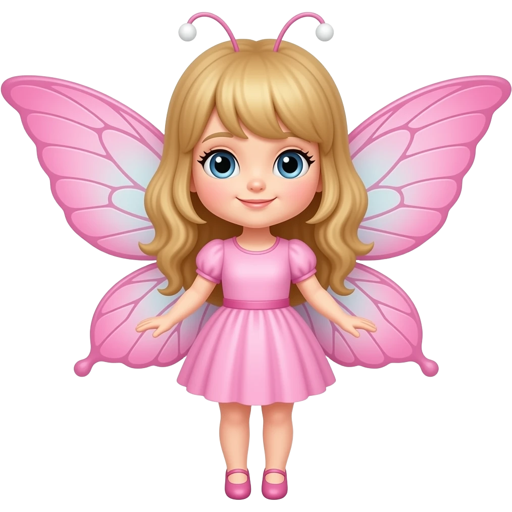 cute fairy with pink wings, make her girlir emoji