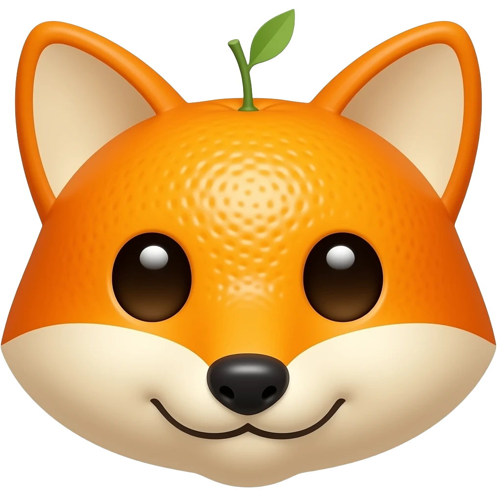 a firefox alike emote, but  the fox is made of oranges, make it female emoji