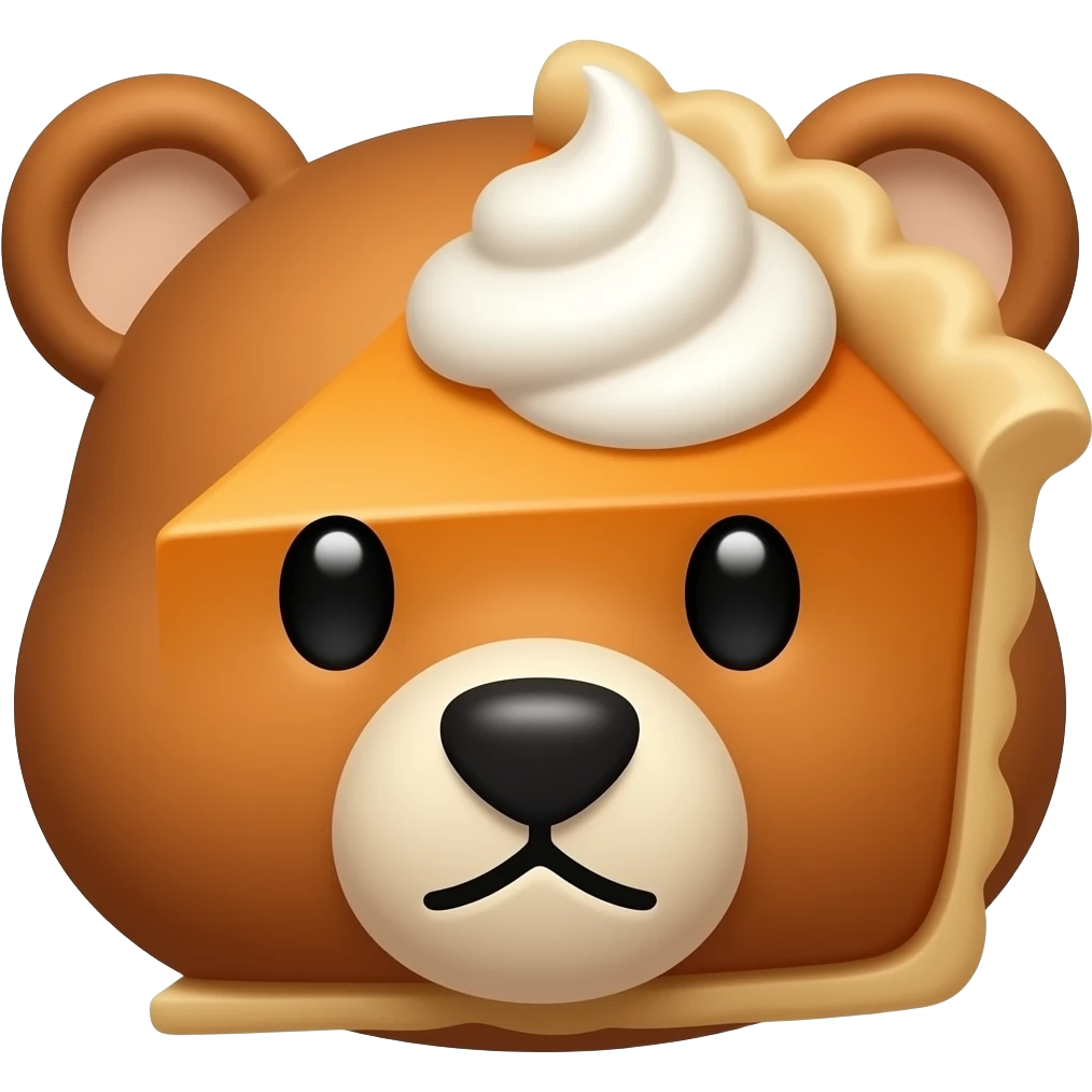 голова маленького медведя и кусок тыквенного пирога с кремом emoji