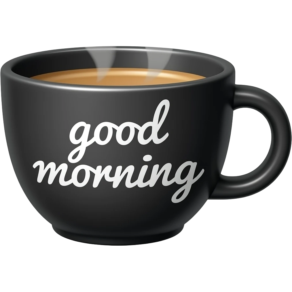 black coffee with words  "good morning emoji