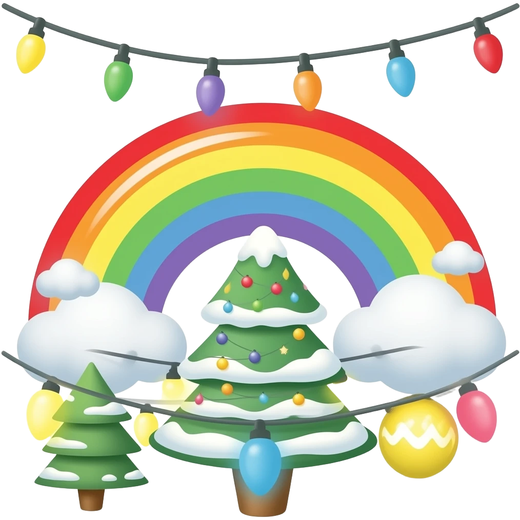 rainbow Christmas lights emoji