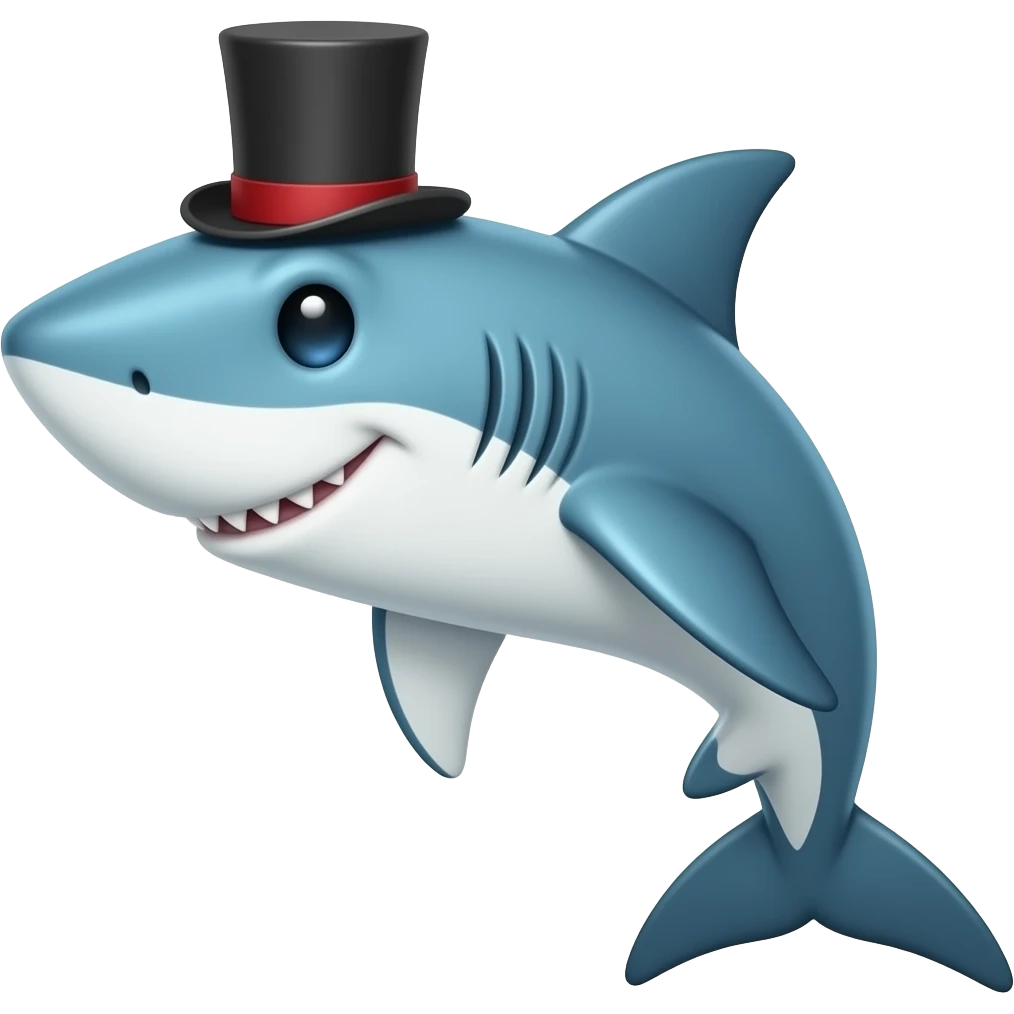 Shark with a top hat emoji