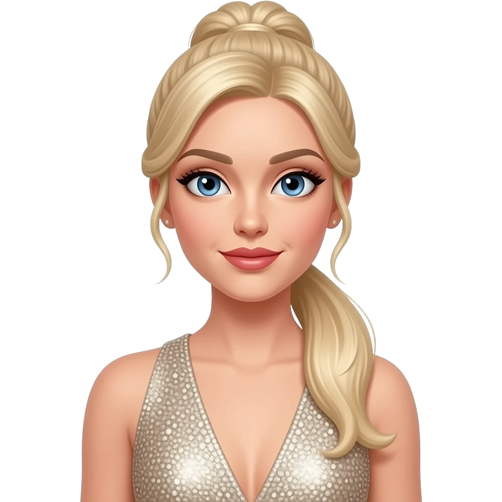 fancy blonde woman with ponytail portrait front emoji