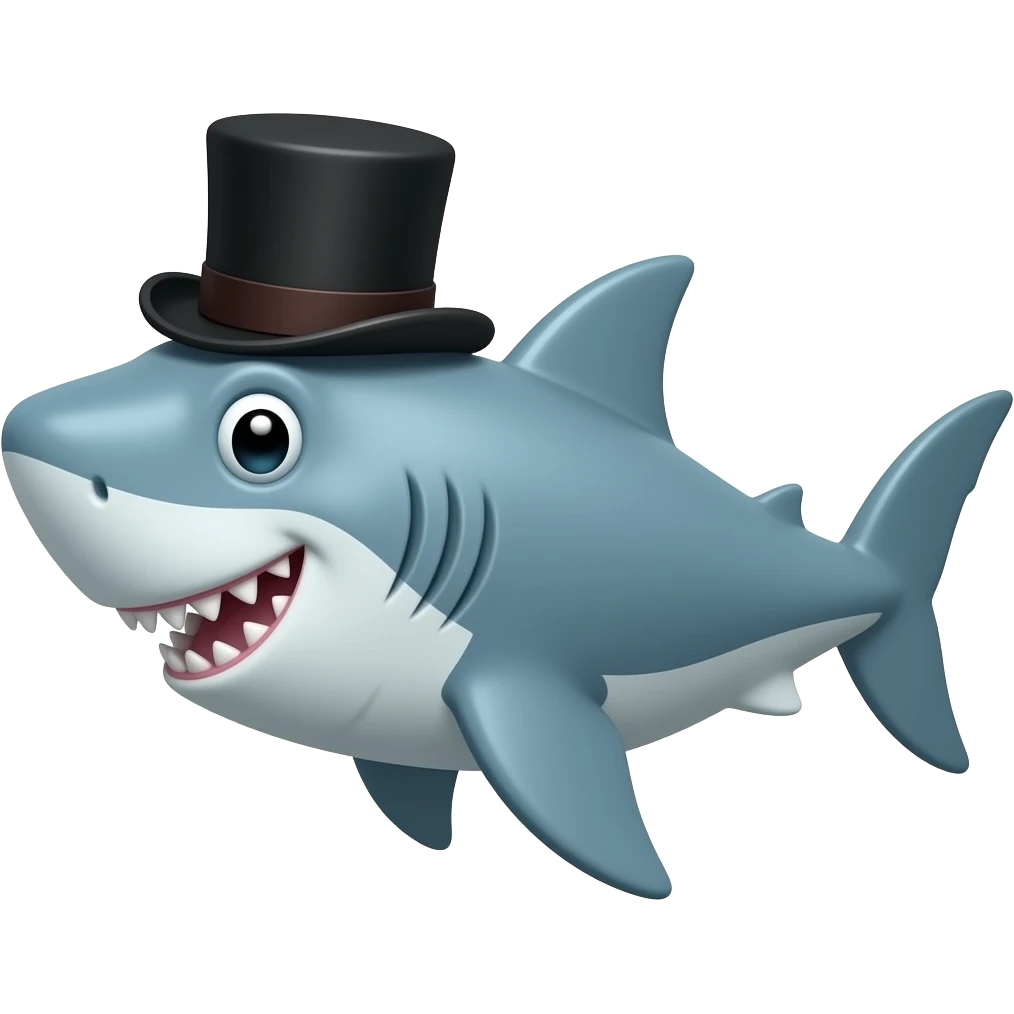 Shark with a top hat emoji
