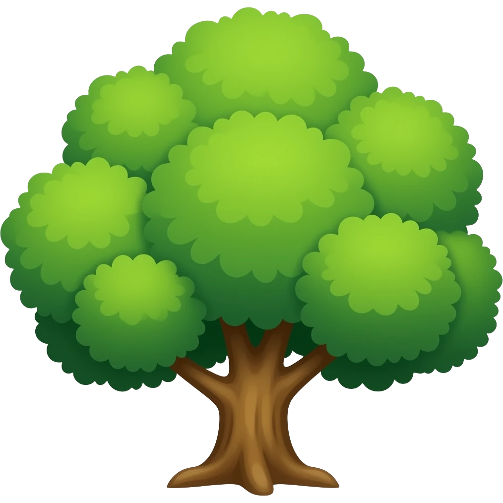 Create high-quality glossy emojis with a vibrant modern style.Make the emojis look premium, shiny, and eye-catching with bright highlights, smooth gradients, soft reflections, and glowing details. tree emoji emoji