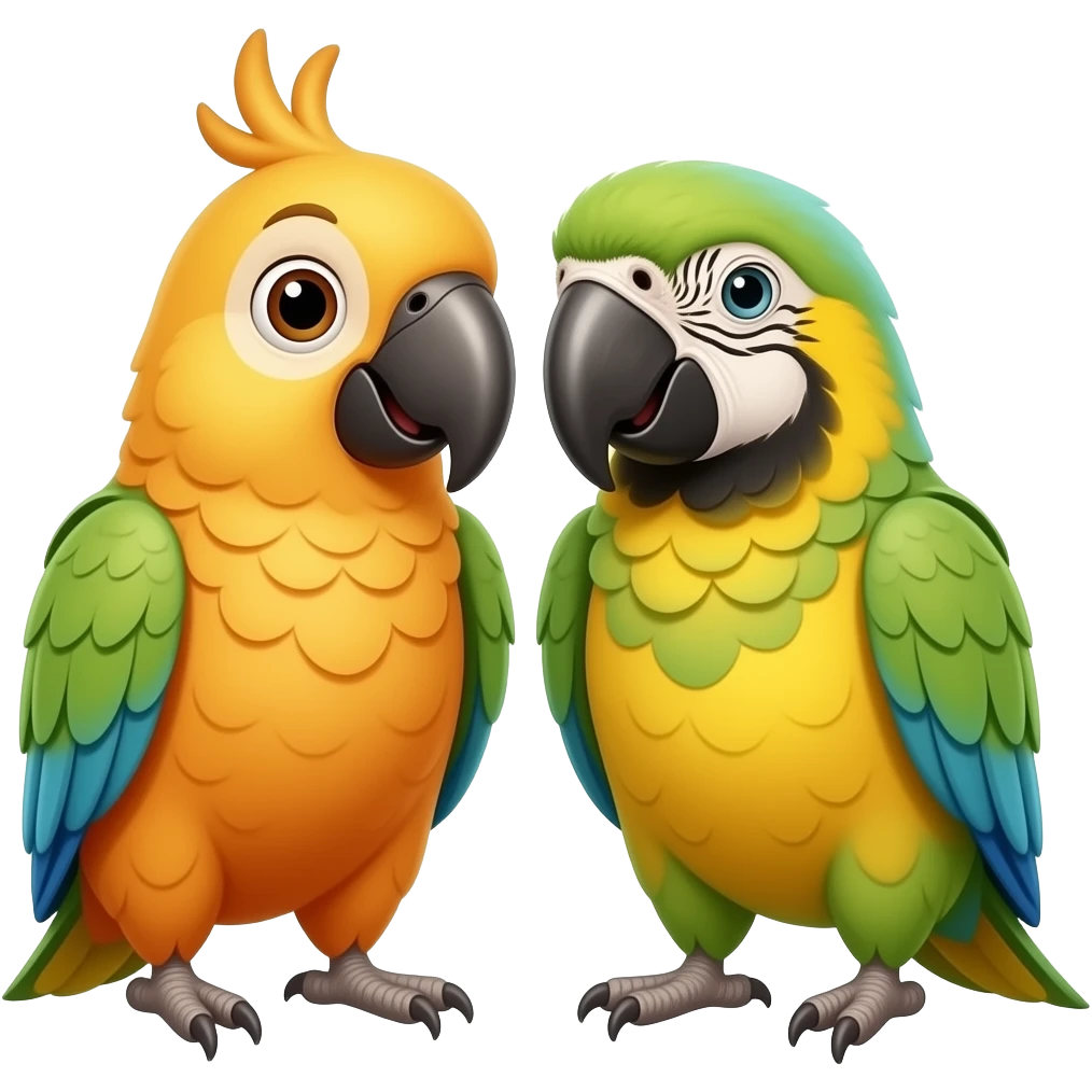 Cute parrot and parrot emoji