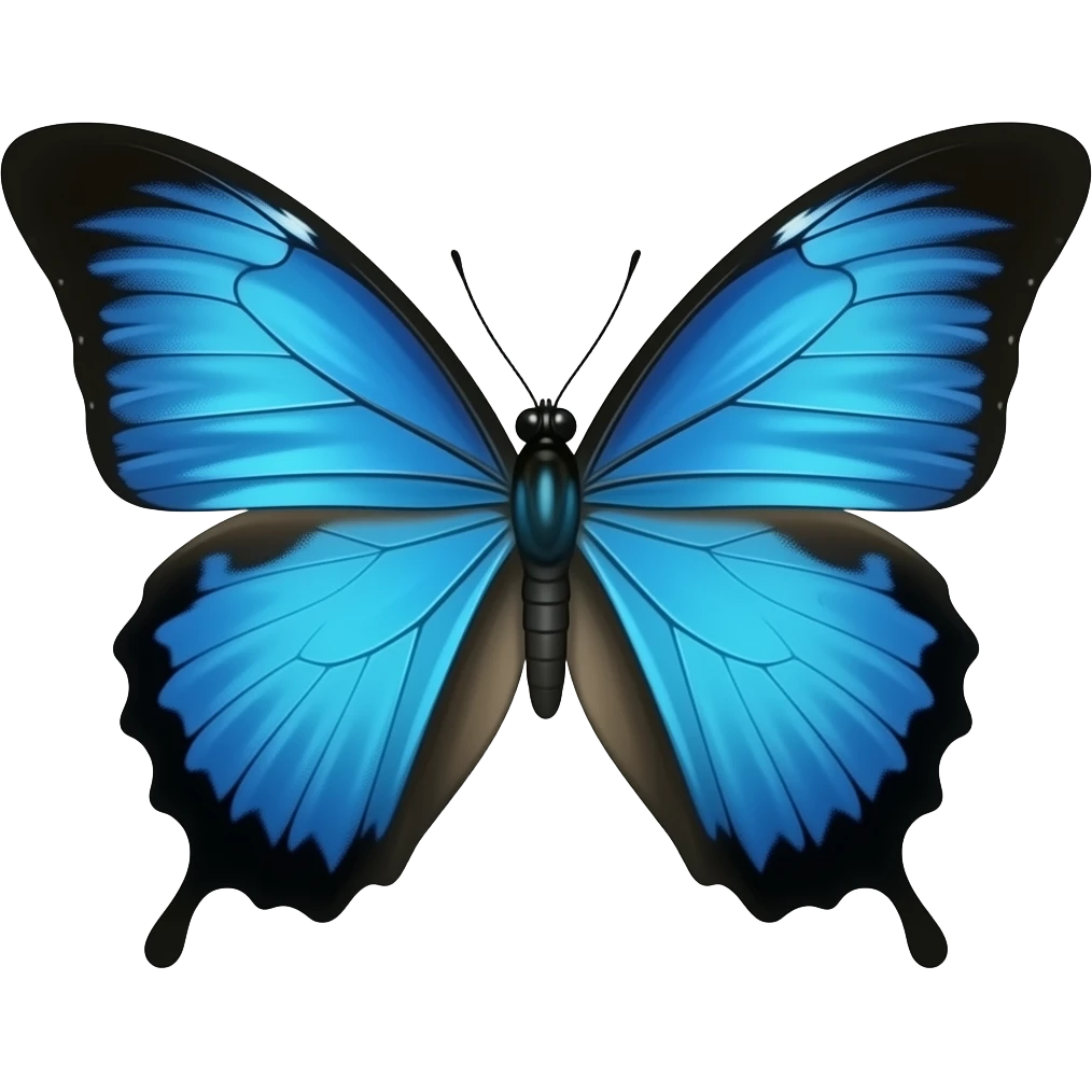 I want a blue butterfly with missing wings emoji