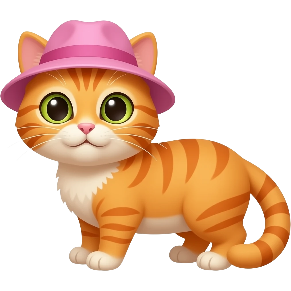 orange Cat wearing pink hat, upper body emoji