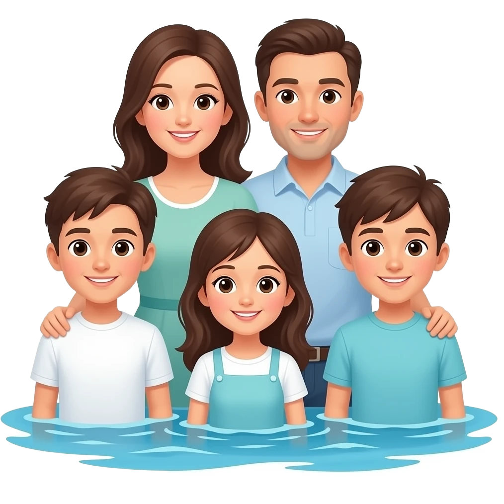 parents with three sons and one daughter seen in seas emoji