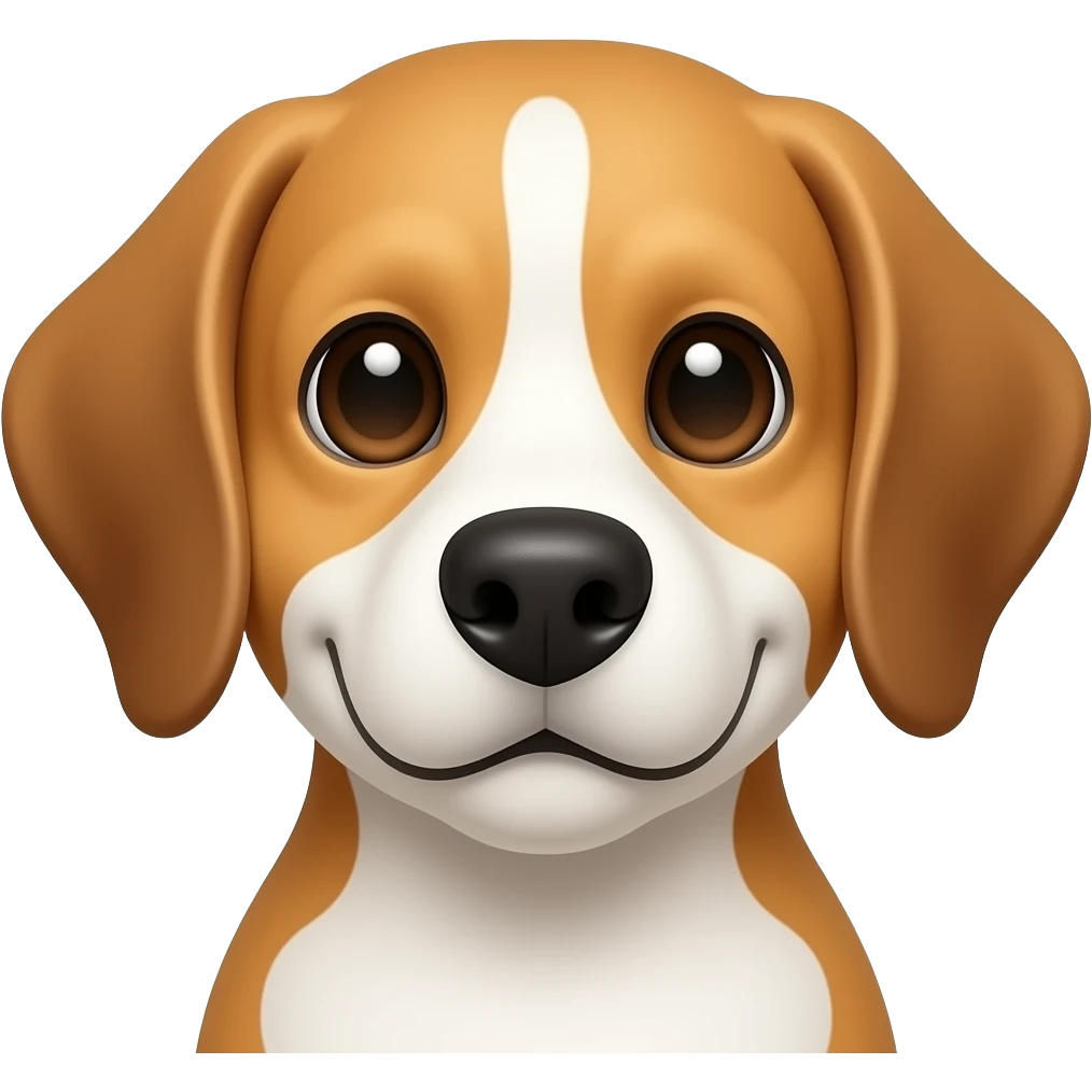 a lemon beagle with almost white face and a slight cheeky grin emoji
