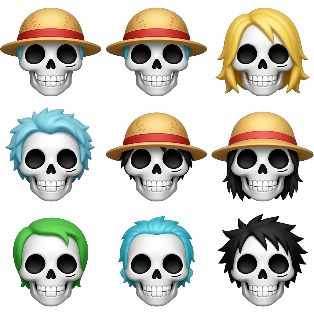 Make a luffy's crew skeleton emoji emoji