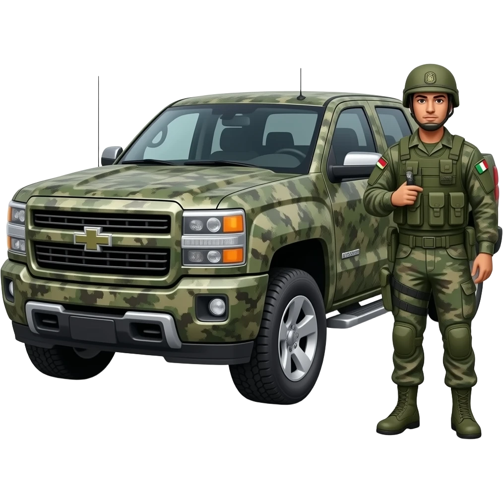 Silverado del Ejército Mexicano con soldados emoji