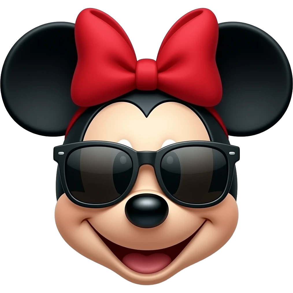 Make Mickey Mouse  it with red bow and sunglasses emoji