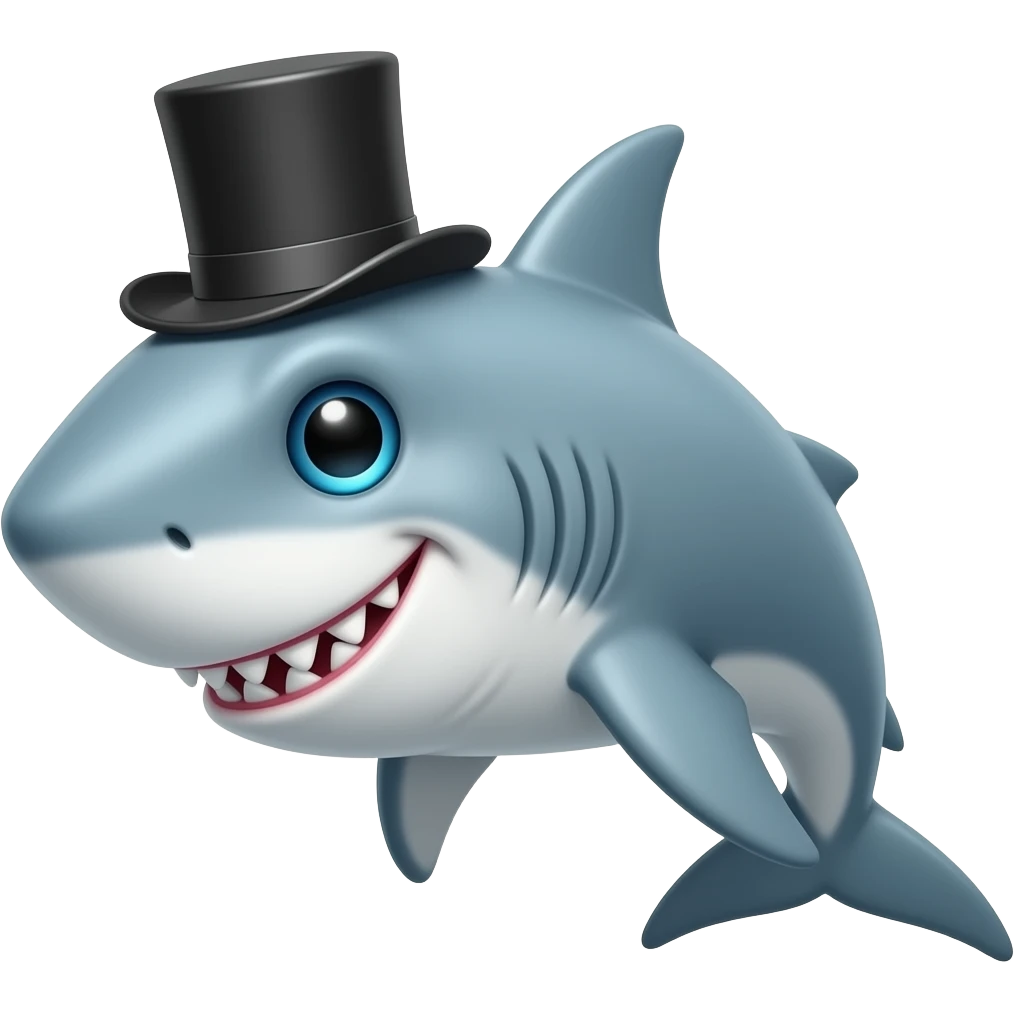 Shark with a top hat emoji