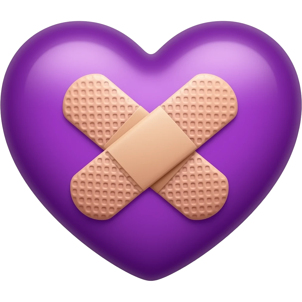 Quiero un emoji de corazón vendado pero color morado sin grietas y solo una venda inclinada emoji