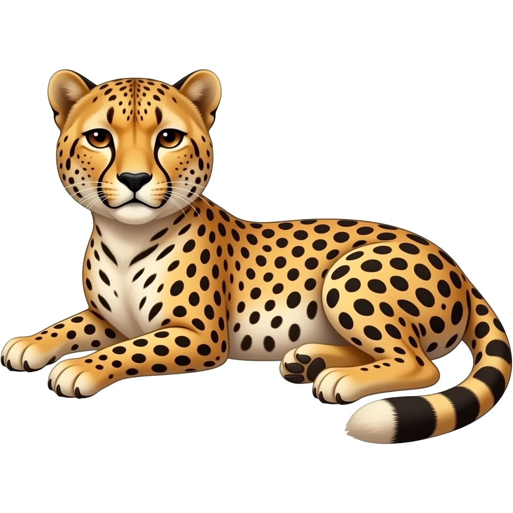 cheetah lying down and looking tired emoji