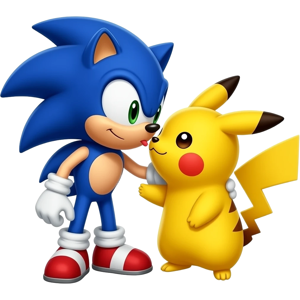 sonic the hedgehog kissing Pikachu with big boobs emoji