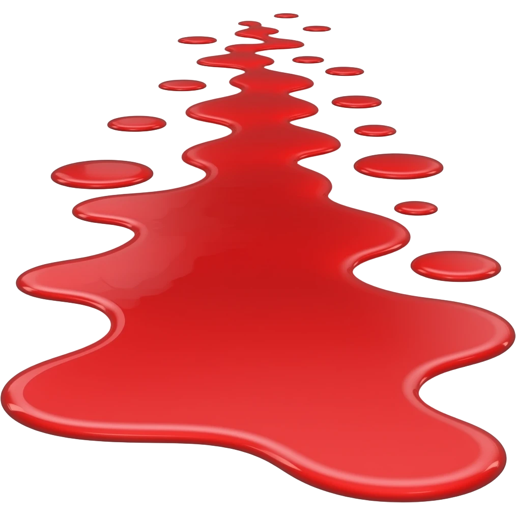 3D Red puddle with red droplets on the ground looking from far away emoji