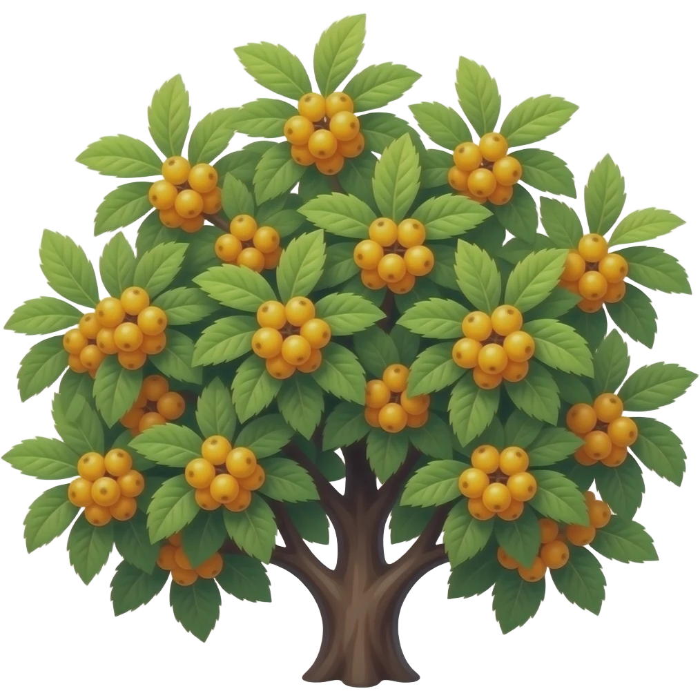 Photorealistic alycha tree: dense clusters of small yellow‑orange ...