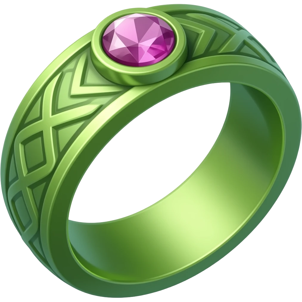 fantasy green ring with small ruby emoji
