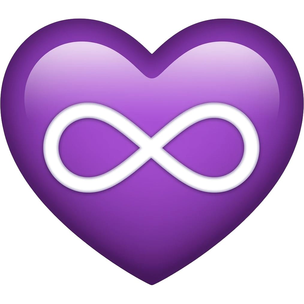 Cuore viola e infinito emoji