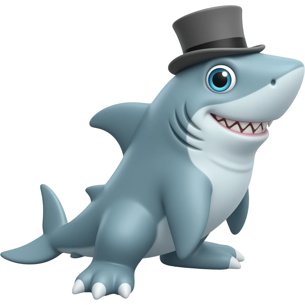 Shark with a top hat emoji