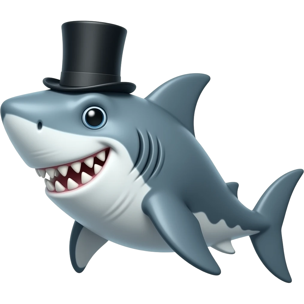 Shark with a top hat emoji