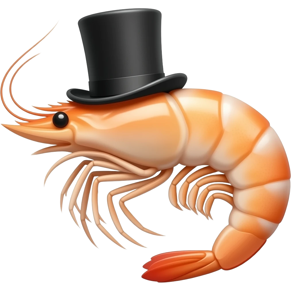 a shrimp with a tophat emoji