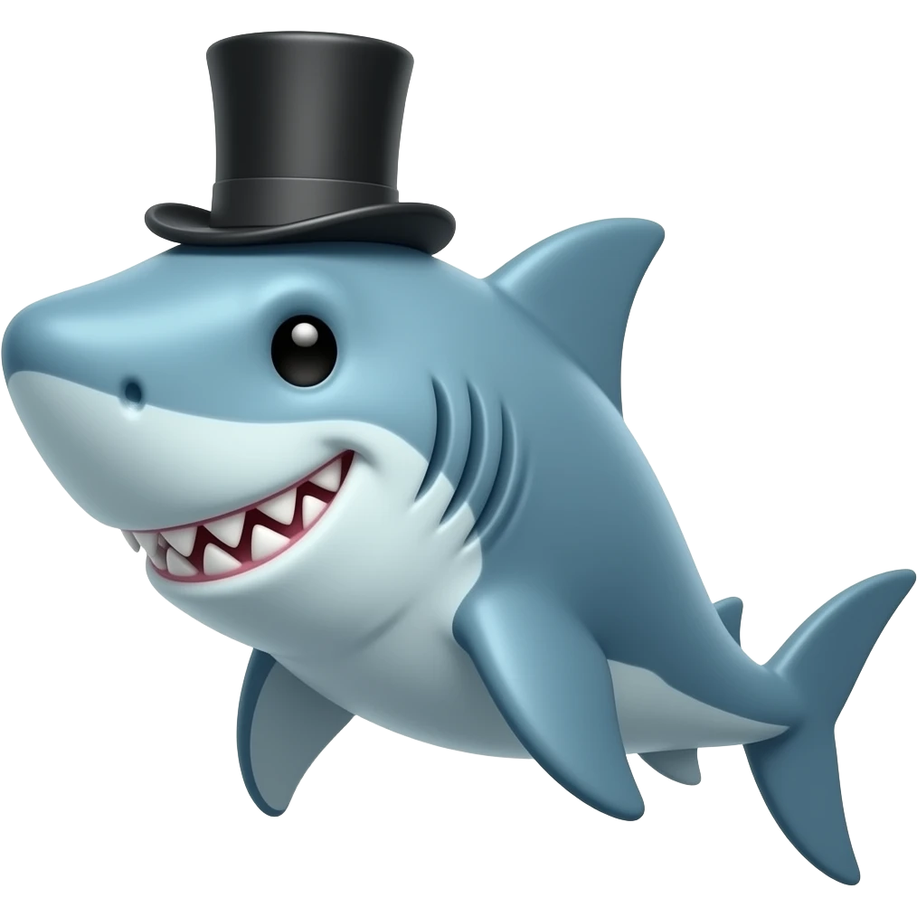 Shark with a top hat emoji