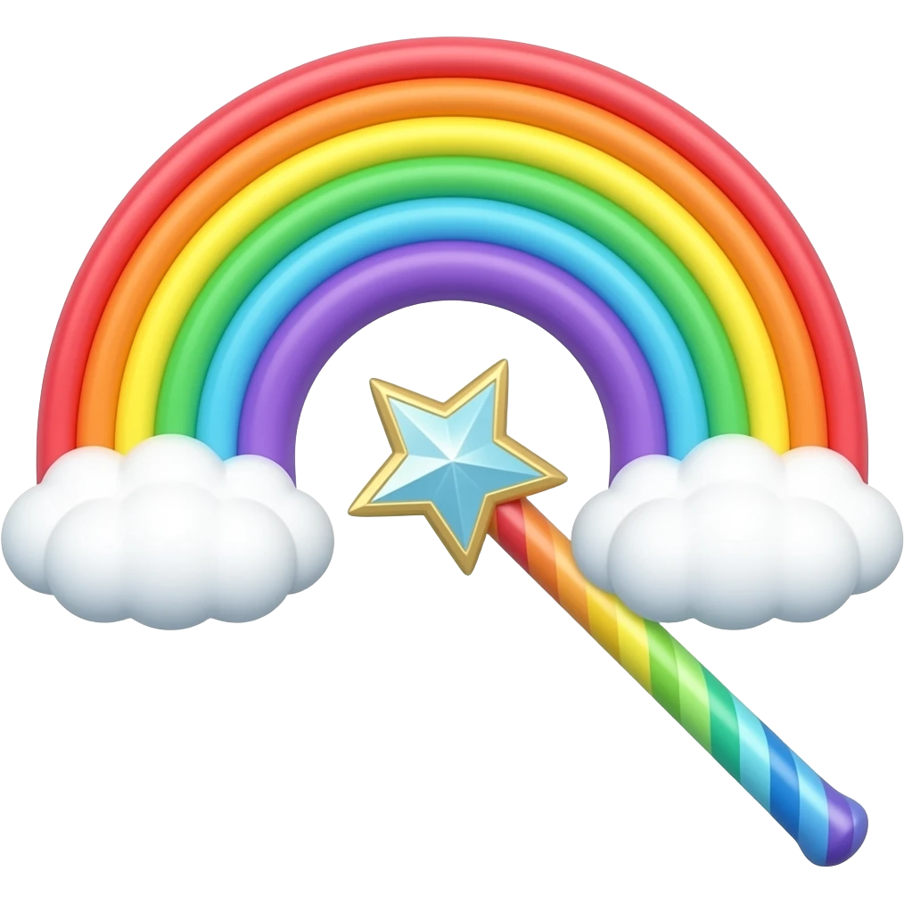 A rainbow pastel sparkle wand emoji