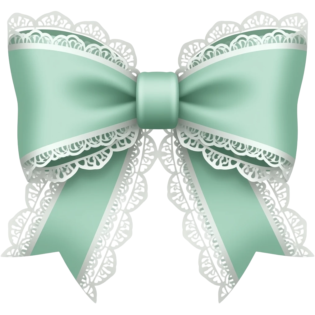 vintage rococo mint color bow with lace and frills emoji