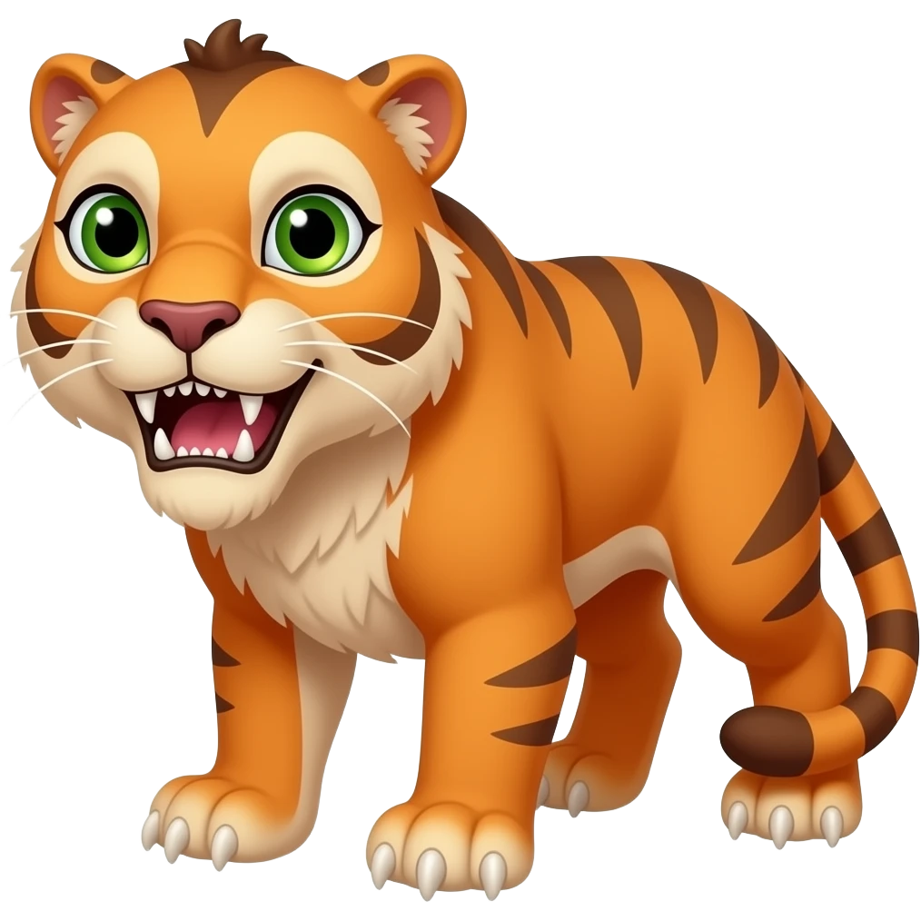 Green eyed orange smilodon white clawed emoji