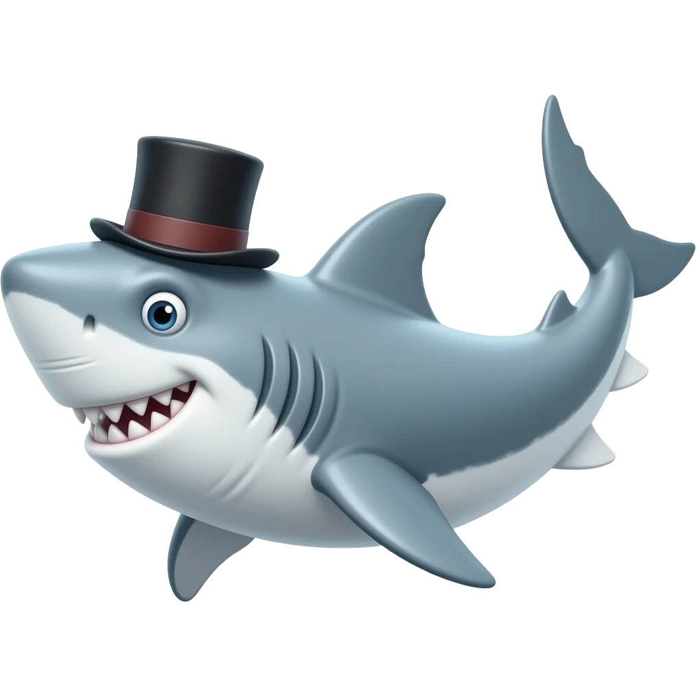 Shark with a top hat emoji
