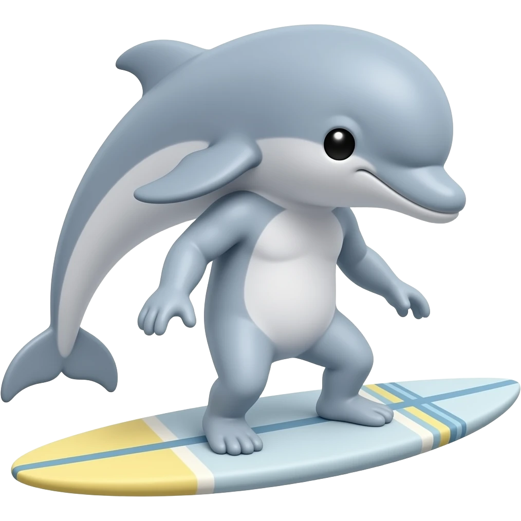 Anthro  dolphin on a surfboard emoji