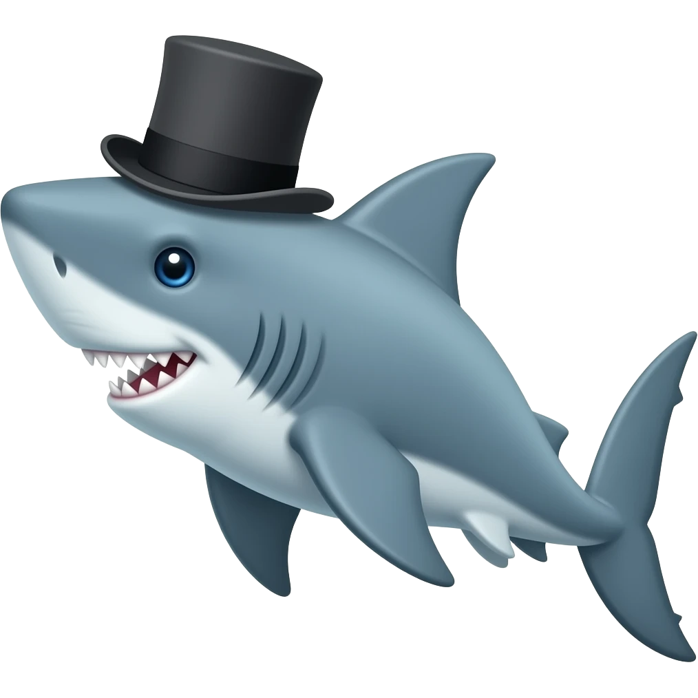 Shark with a top hat emoji