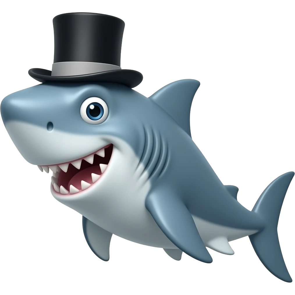Shark with a top hat emoji