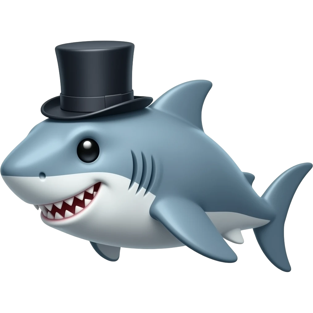 Shark with a top hat emoji