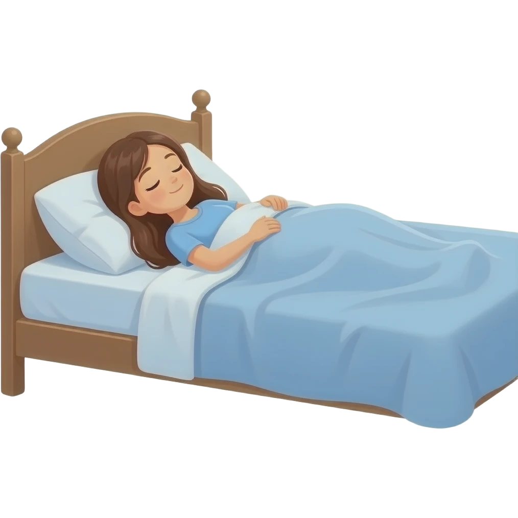 teen girl long hair, laying on bed, awake, background visble window visible, it is nighttime emoji