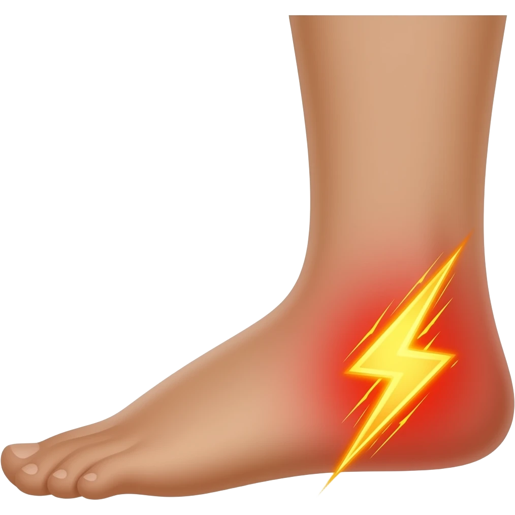 sideview of a foot with a big lightning emphasizing the pain emoji