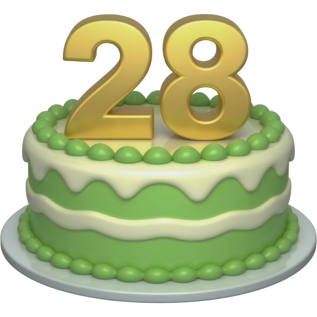 birthday cake green 28 with gold emoji