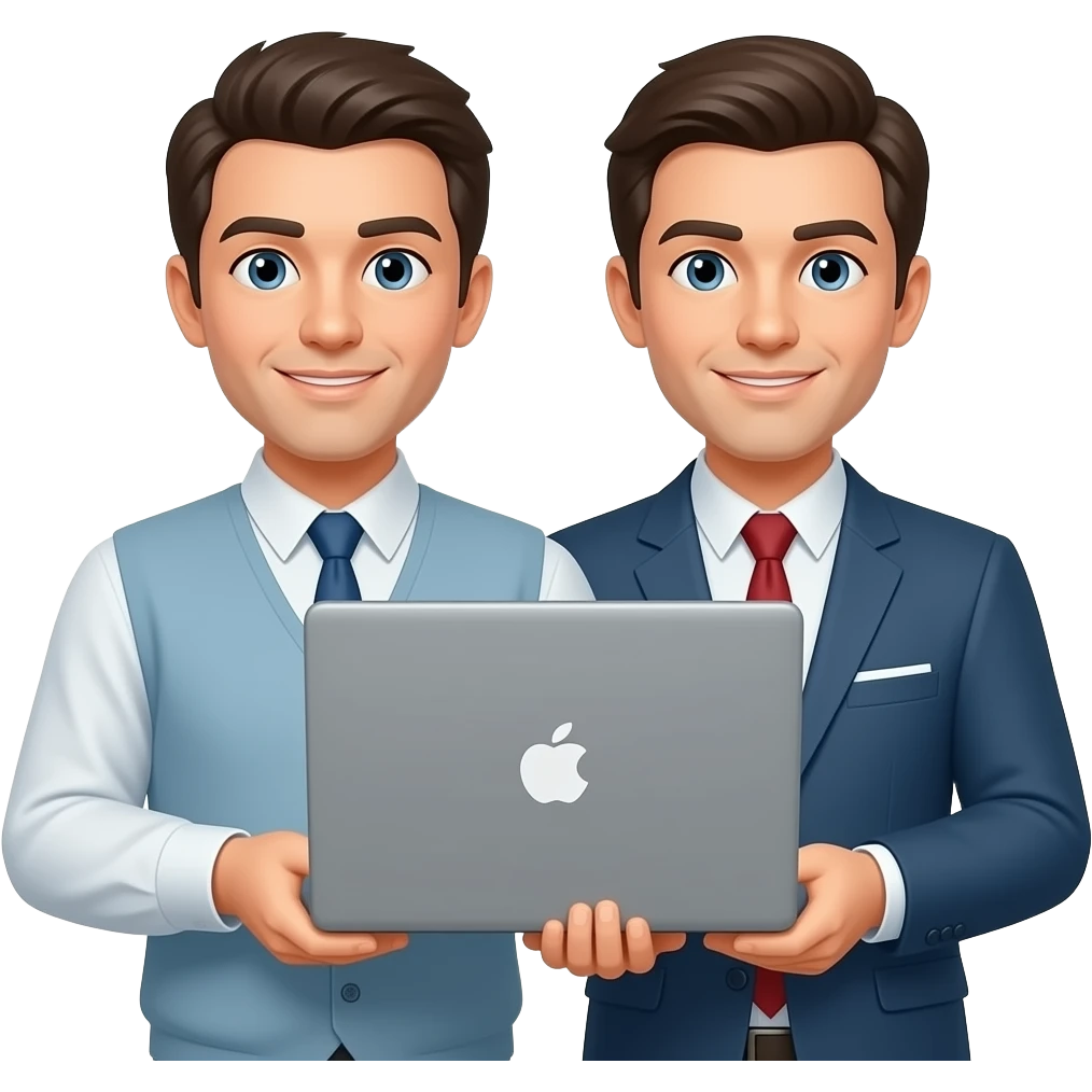Two men holding a laptop emoji