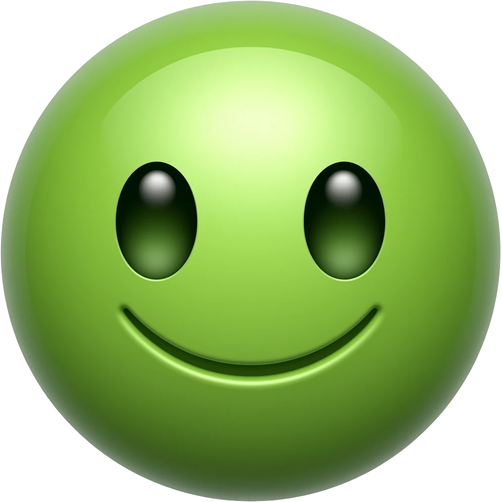 an round green bean smiling emoji